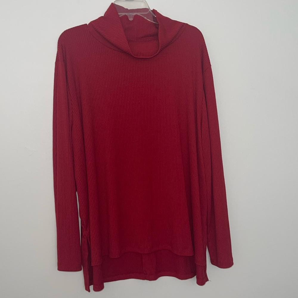 Ava & Viv Tunic Ribbed Red Plus Size 2X